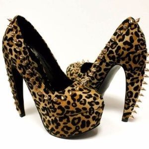 Leopard High Heels with Gold Spike